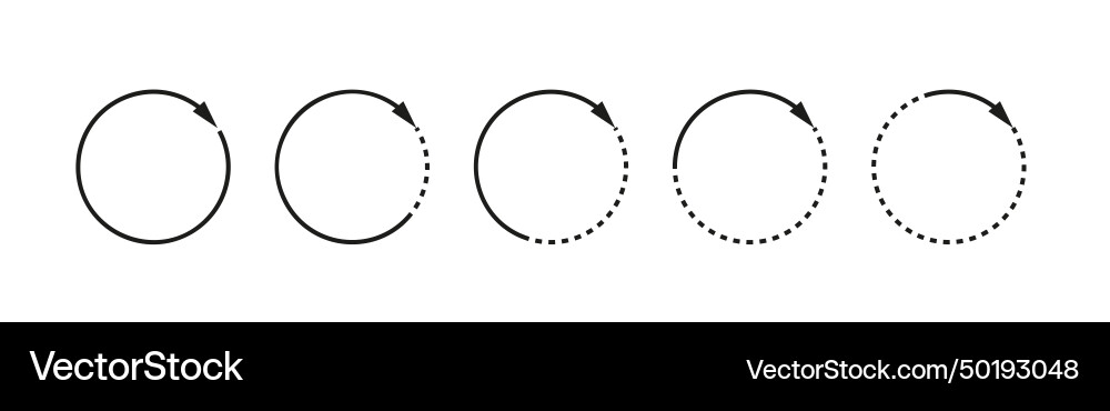 Arrow circle set isolated black symbol of reload Arrow circle set isolated black symbol of reload vector image