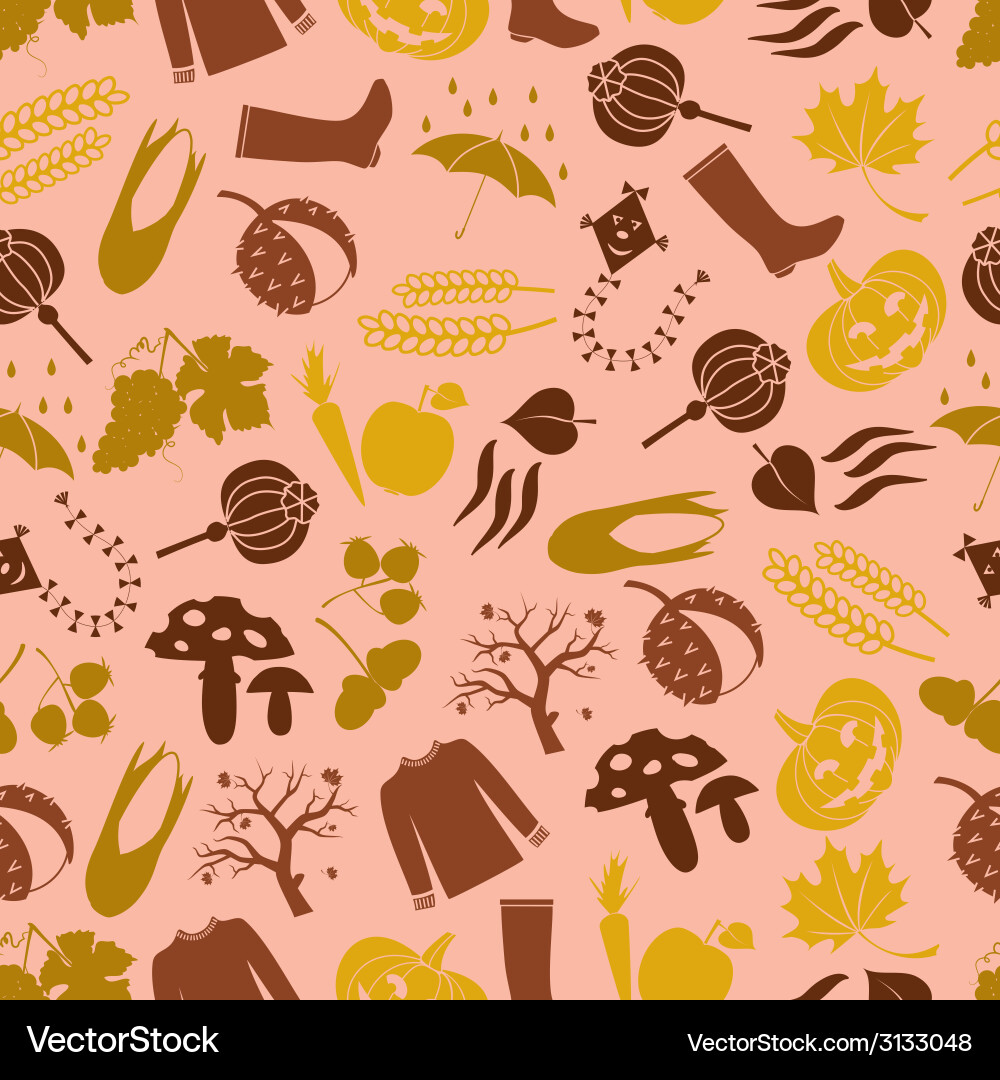 Autumn color icons seamless pattern eps10 Vector Image