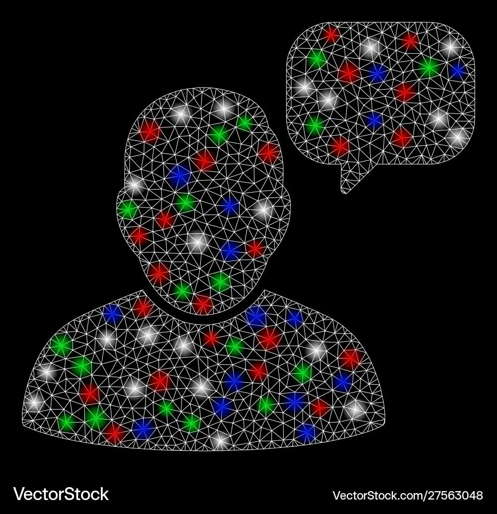 Bright mesh network user message cloud with light Bright mesh network user message cloud with light vector image