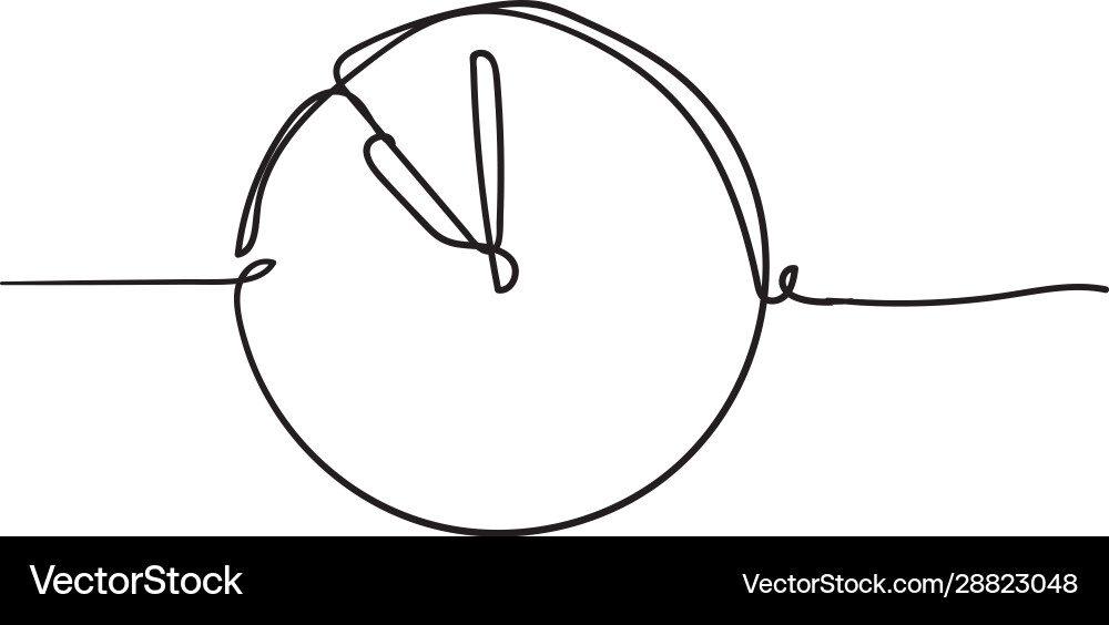 Continuous Line Clock Icon vector image