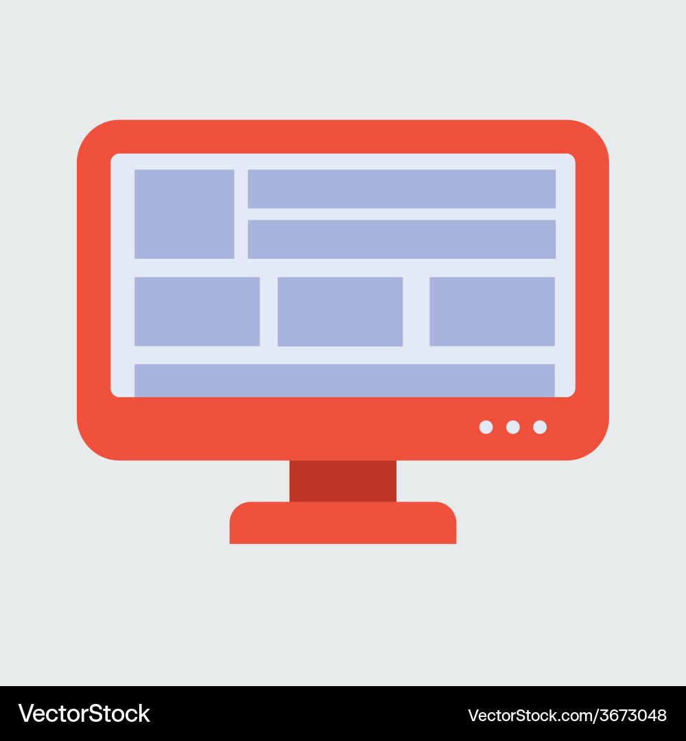 Flat design red monitor woth blocks of information Vector Image