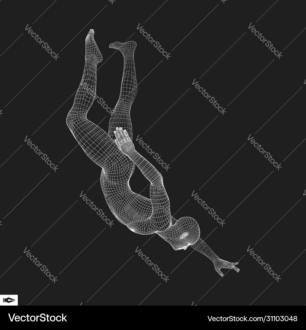Hovering in air man floating 3d model Hovering in air man floating 3d model vector image