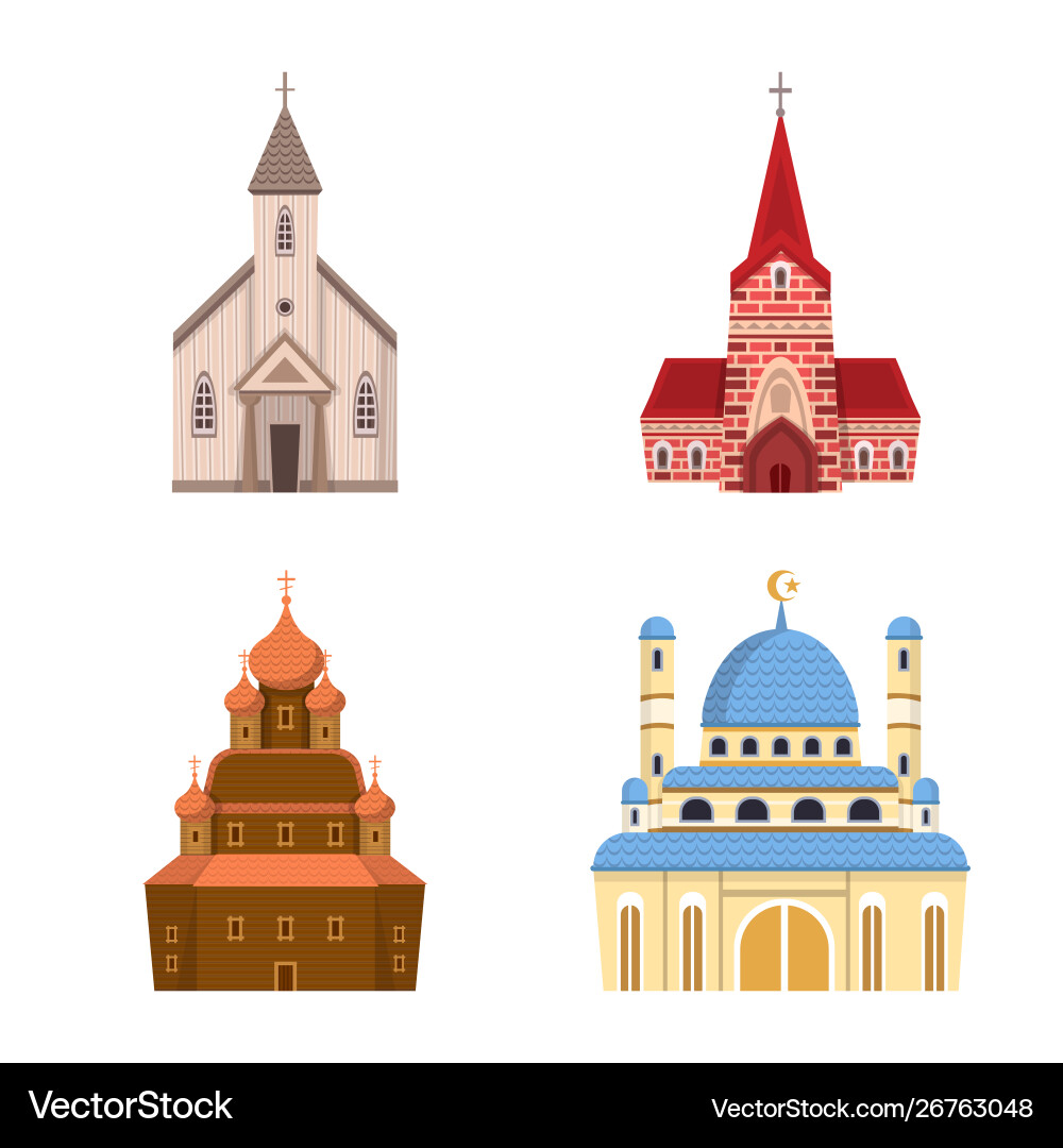 Isolated object religion and building icon set Vector Image