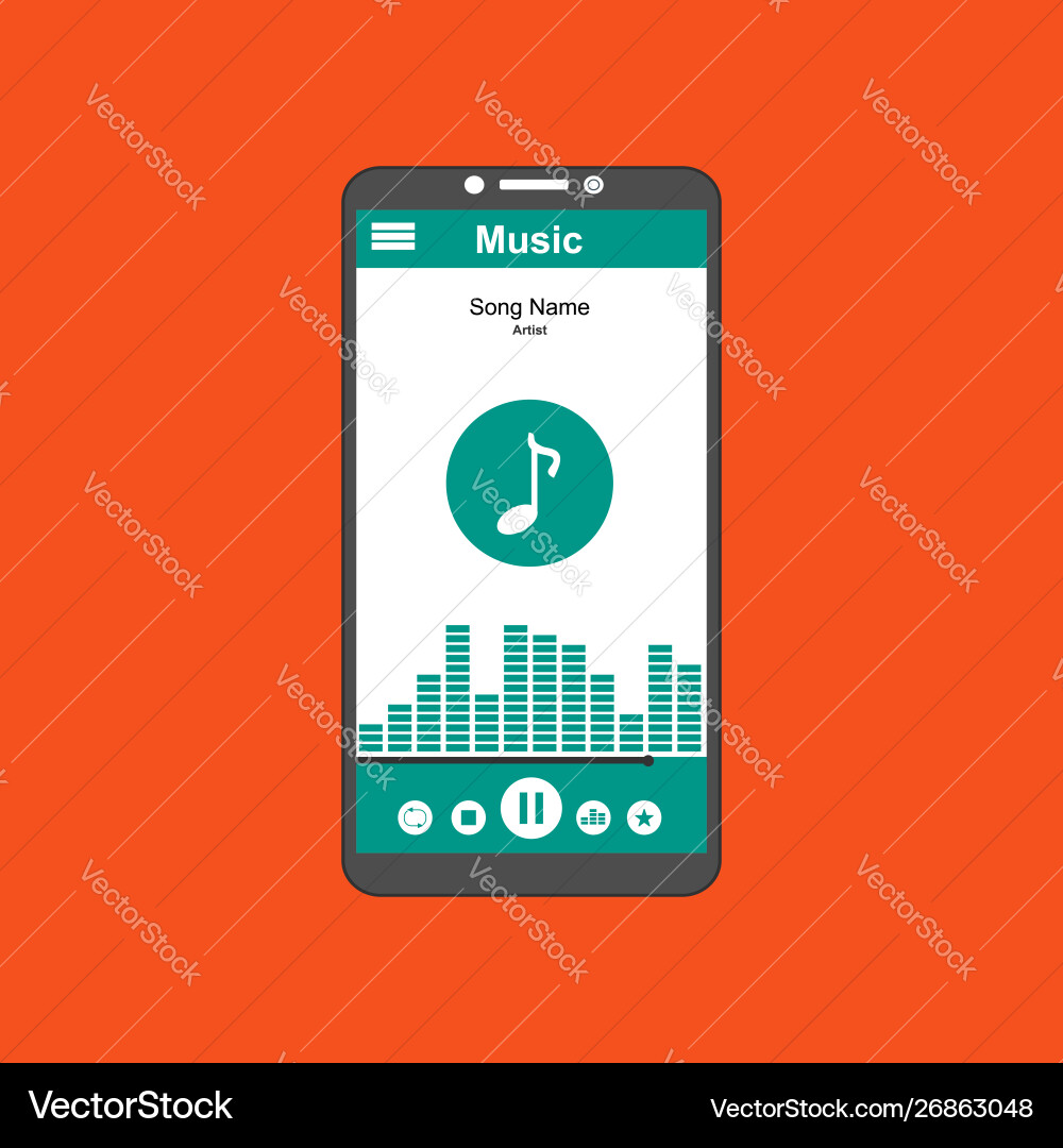 Media player application app template with flat Media player application app template with flat vector image