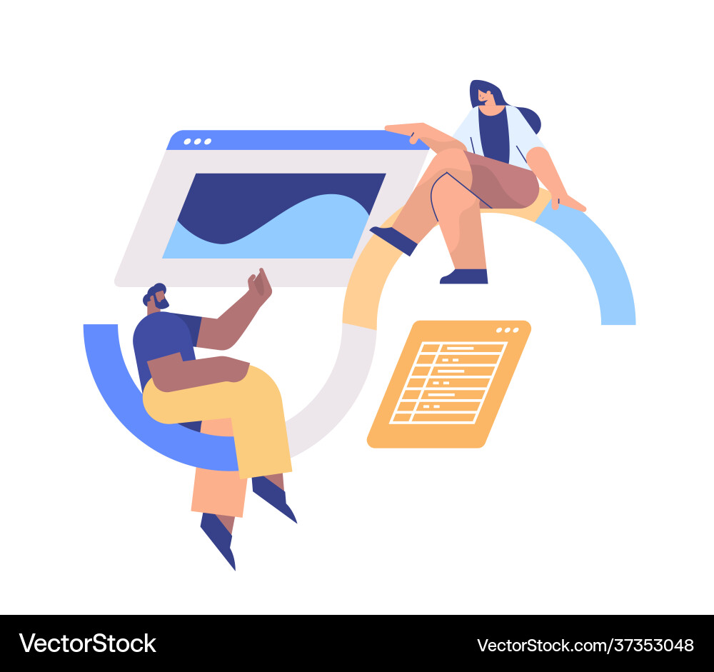 Mix race developers creating website ui interface Mix race developers creating website ui interface vector image