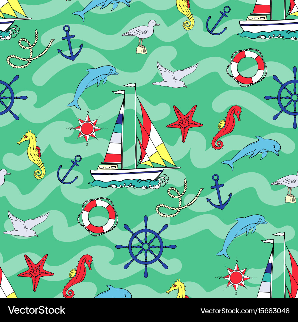 Nautical seamless pattern Vector Image