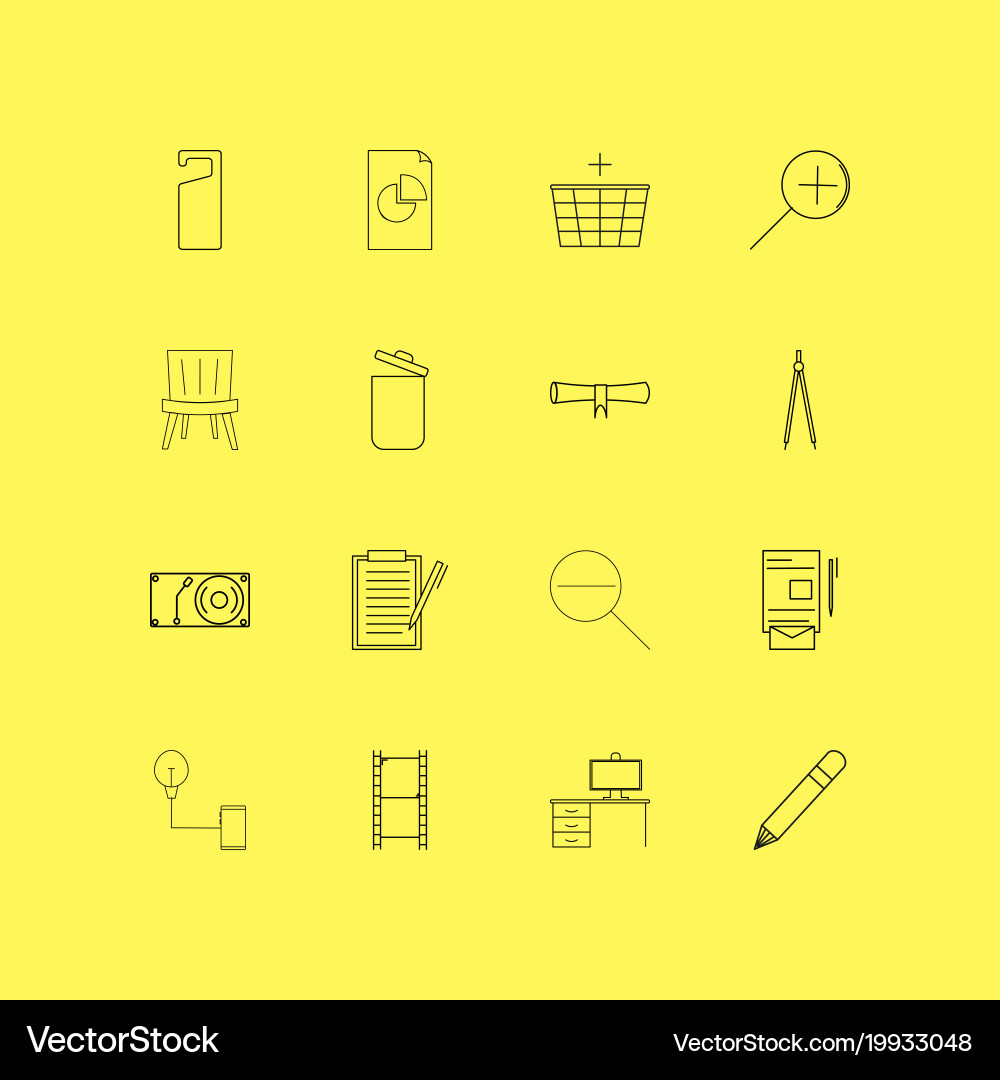 Office linear icon set simple outline icons Vector Image