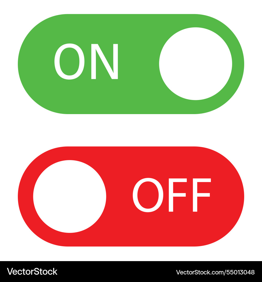 On and off toggle switch buttons with lettering Vector Image