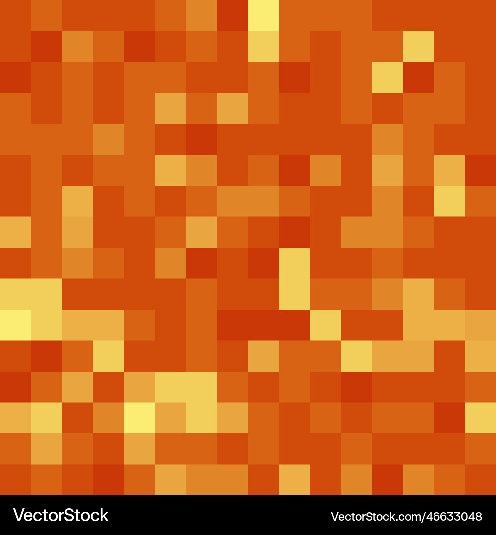 Pixel minecraft style fiery lava block background vector image