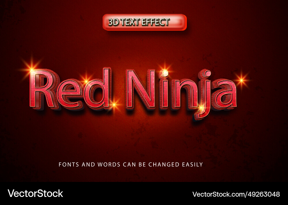Red ninja editable text style effect vector image