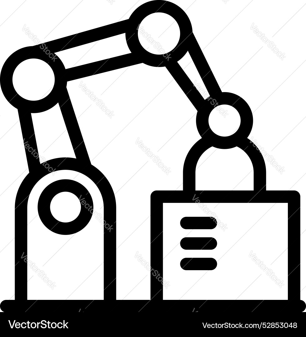 Robot arm building human head from blocks vector image
