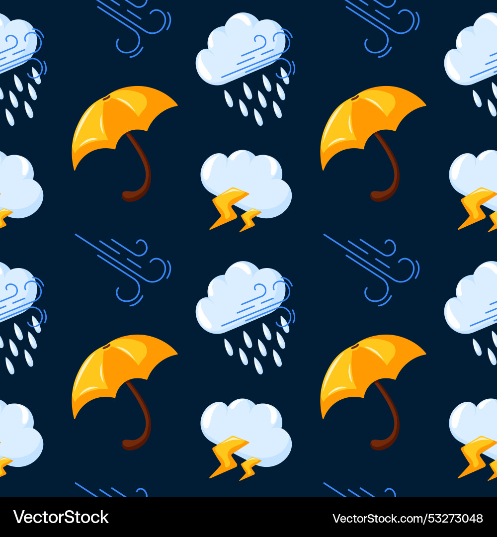 Seamless pattern with cloud rain lightning Vector Image