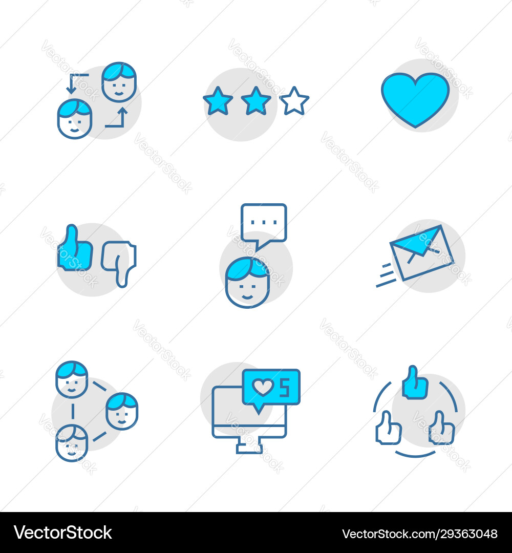 Set icon social networks in thin line style Set icon social networks in thin line style vector image