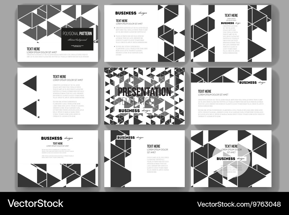 Set of 9 templates for presentation slides Vector Image