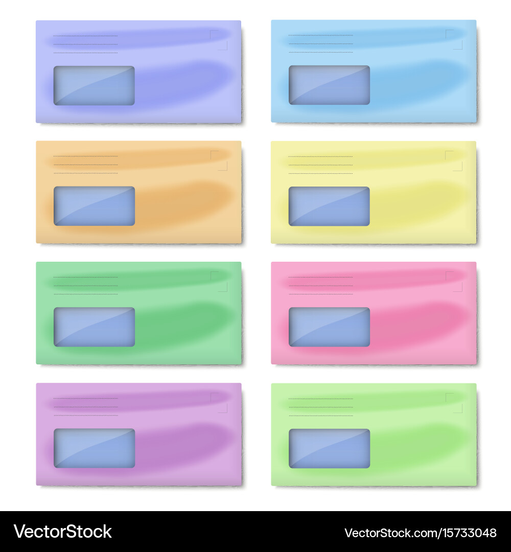 Set of dl color envelopes with window for address vector image