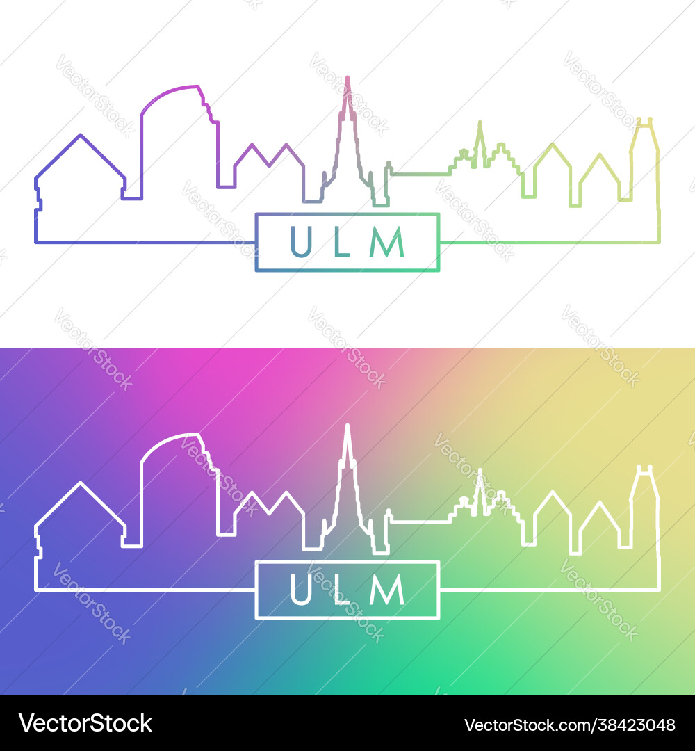 Ulm skyline color linear style editable file Ulm skyline color linear style editable file Vector Image