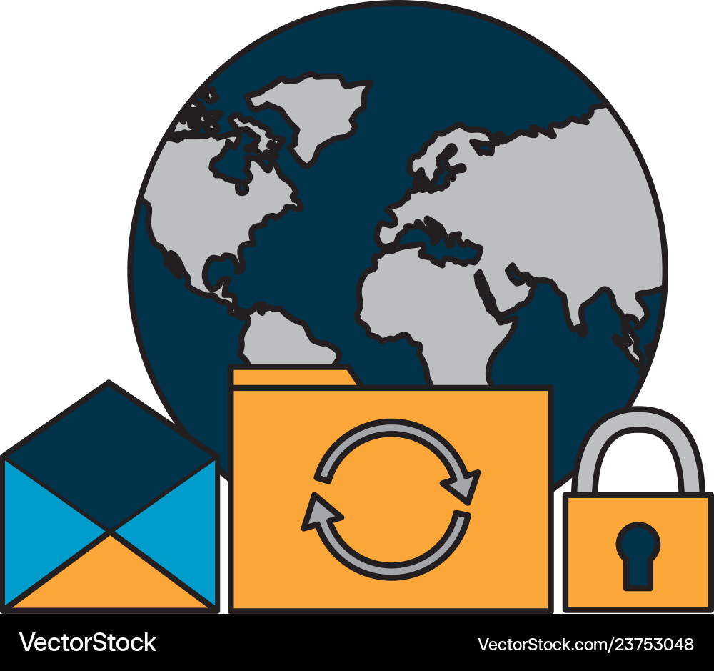 World folder file reload email security Vector Image