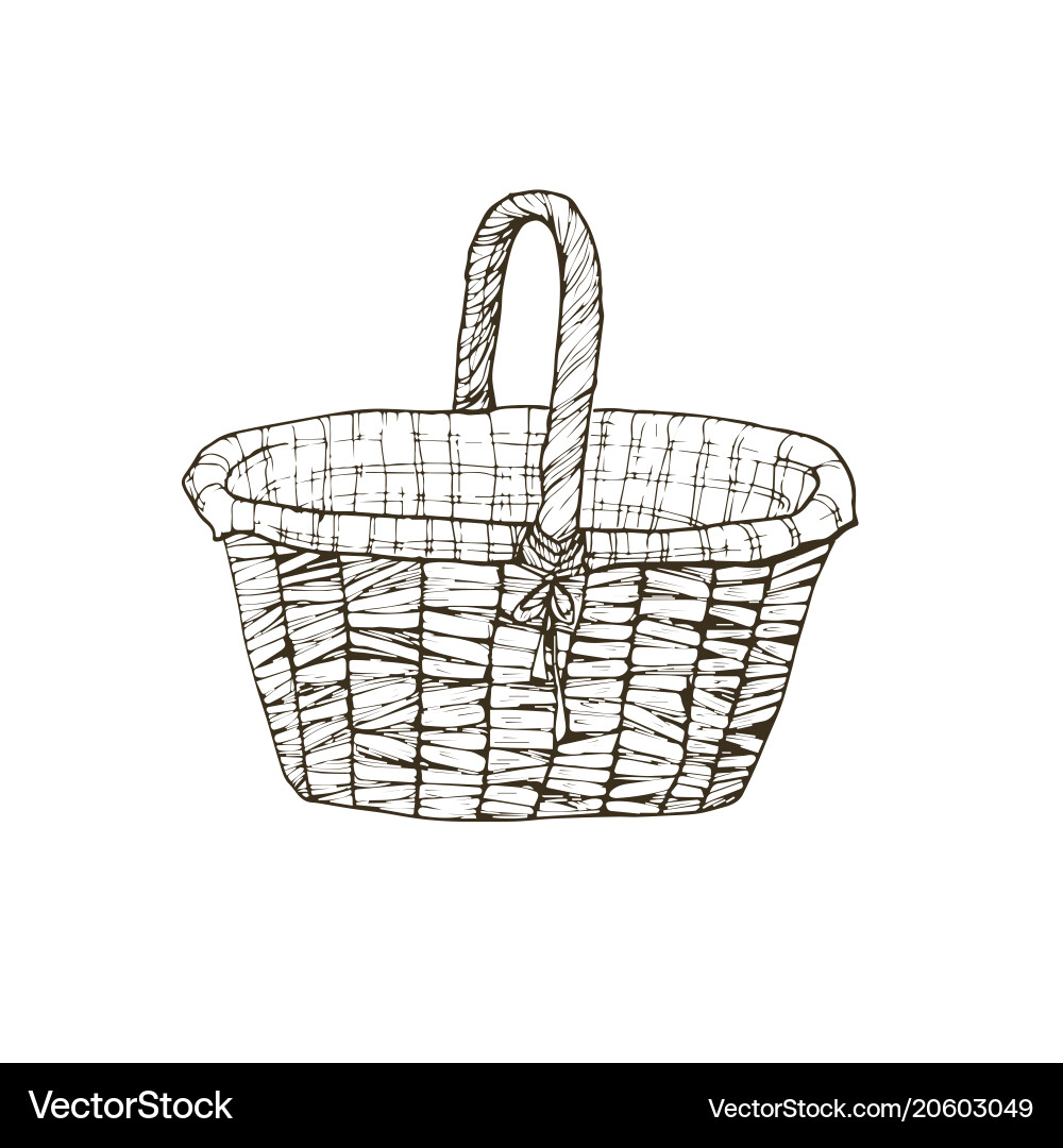 Bamboo Picnic Basket Sketch Vector Image