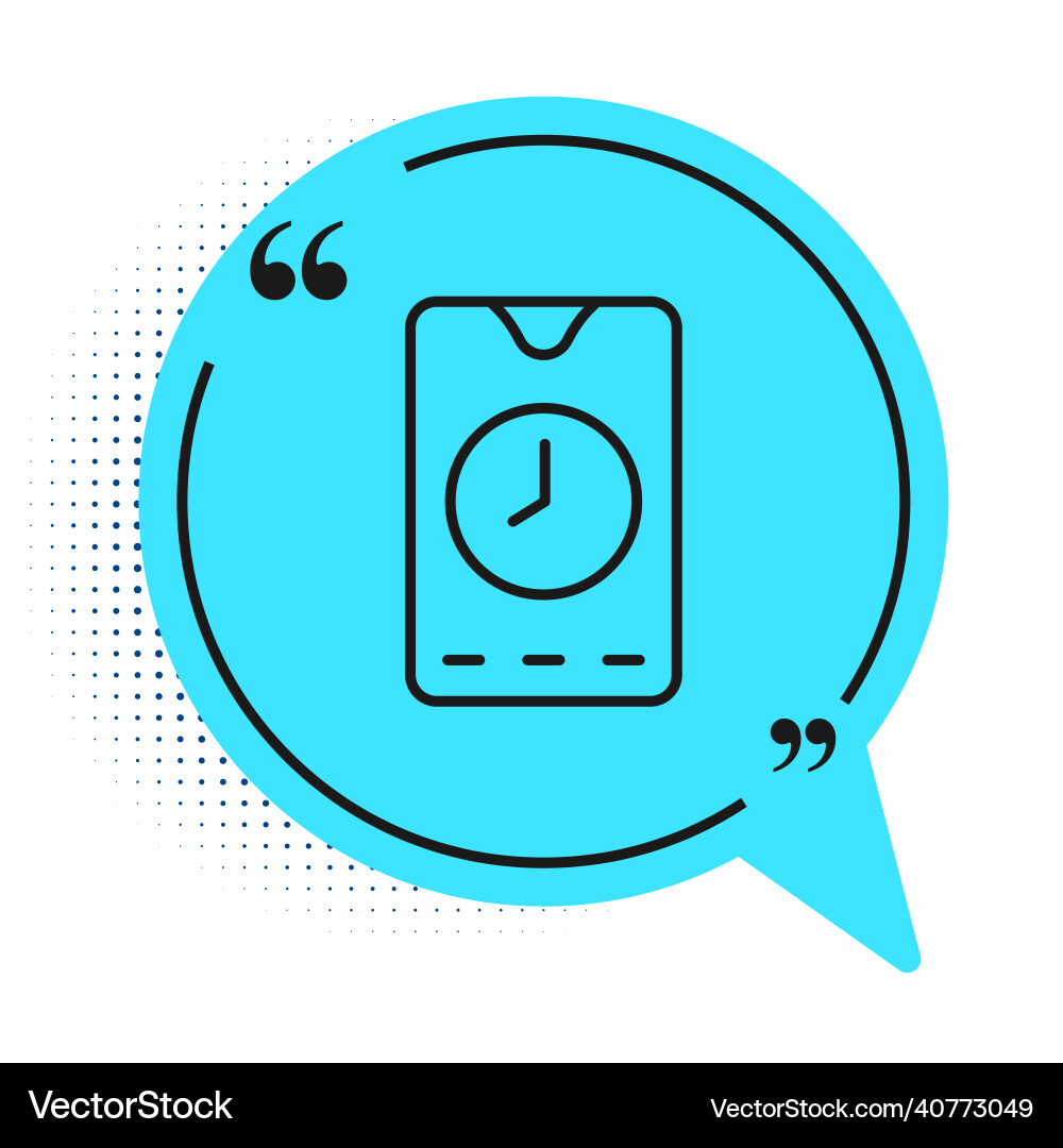 Black line alarm clock app smartphone interface Black line alarm clock app smartphone interface vector image