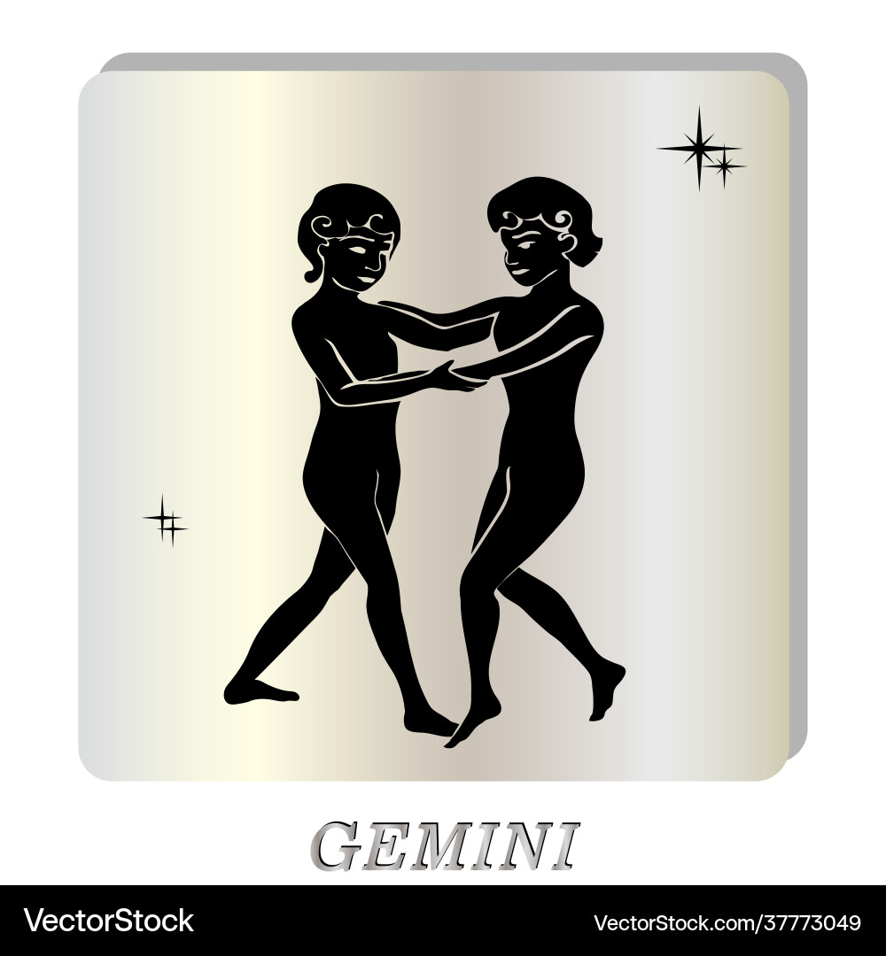 Black silhouette gemini are on pearl background Black silhouette gemini are on pearl background vector image