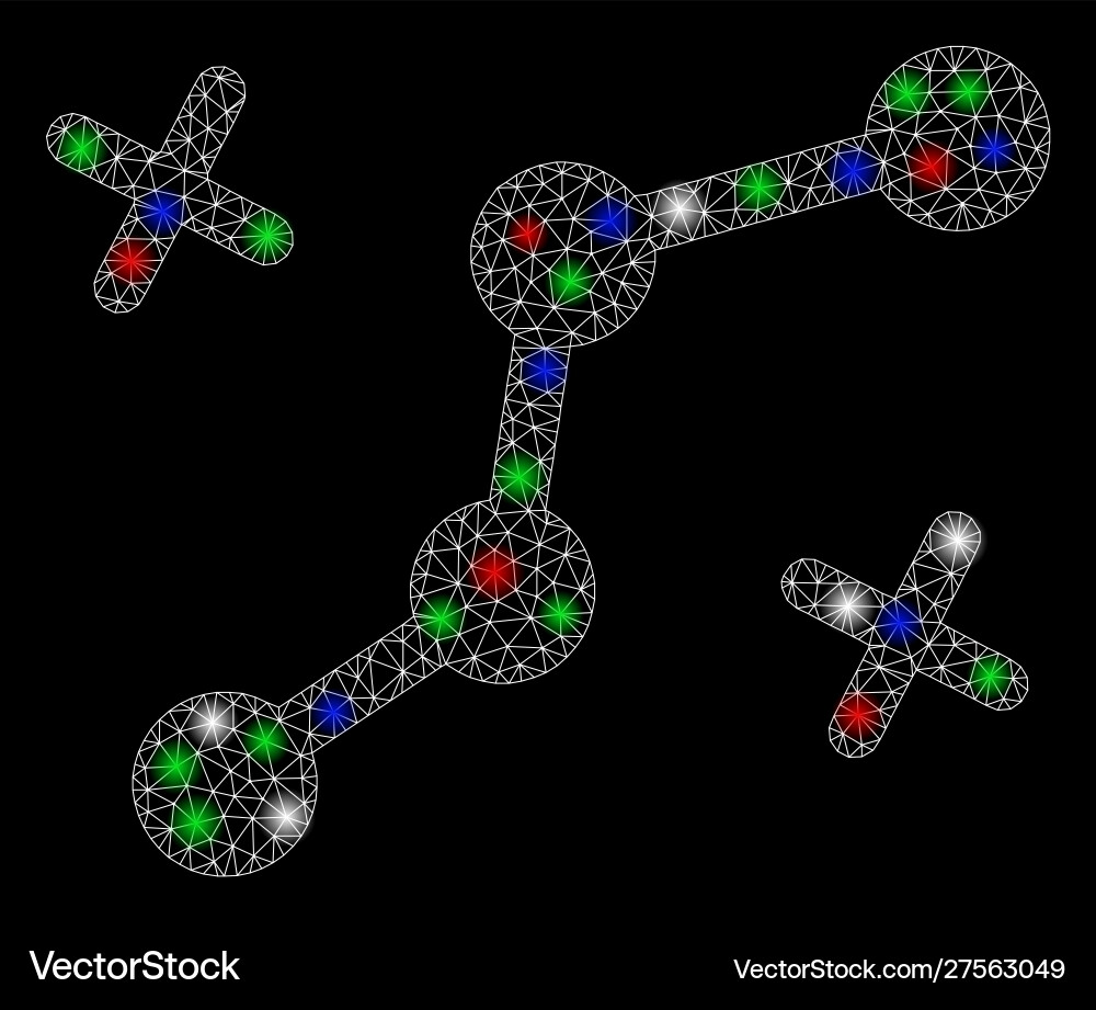 Bright mesh network route points with flare spots Bright mesh network route points with flare spots vector image