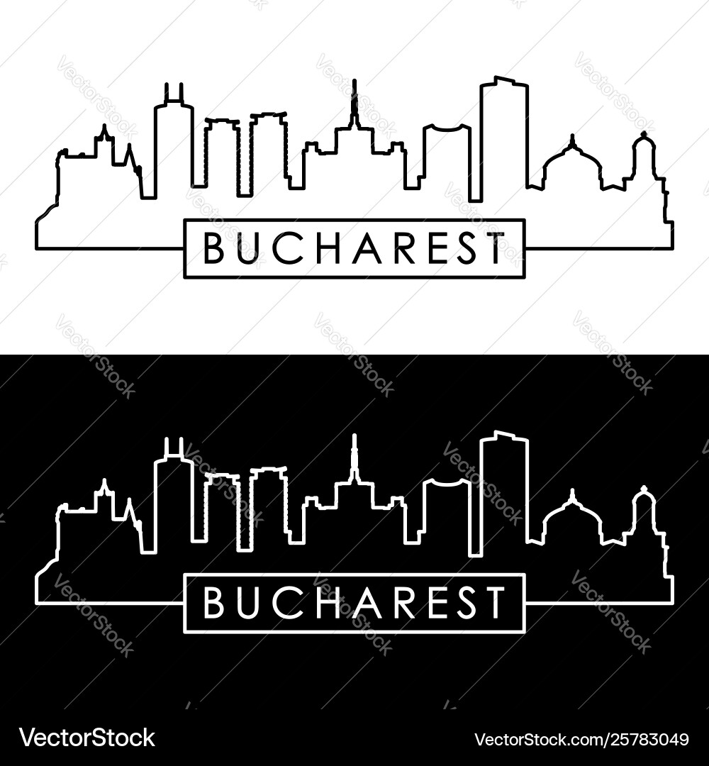 Bukarest Stadt Skyline linear Stil editierbar Bukarest Stadt Skyline linear Stil editierbar vektorbild