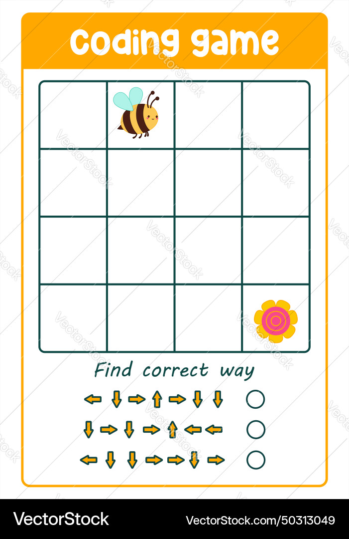 Coding game algorithm for kids Coding game algorithm for kids vector image