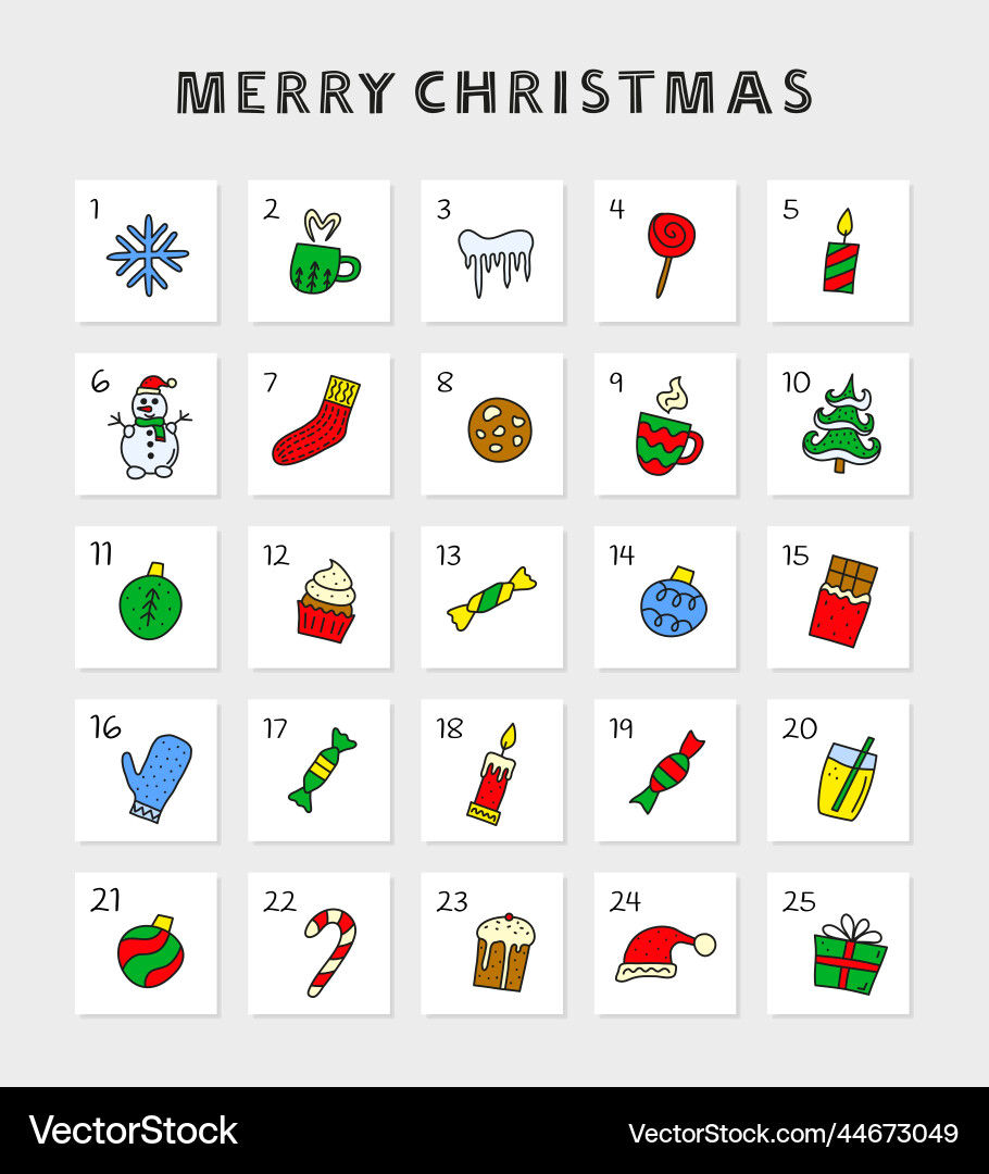 Cute Countdown nummerierte Poster mit xmas tags Cute Countdown nummerierte Poster mit xmas tags vektorbild