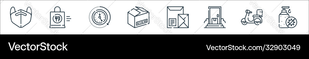 Delivery line icons linear set quality Delivery line icons linear set quality vector image