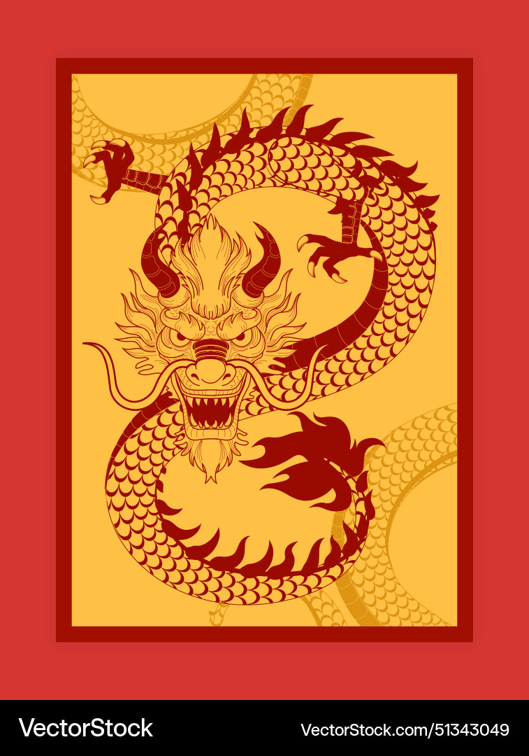 Golden dragon traditional chinese card gold Golden dragon traditional chinese card gold vector image