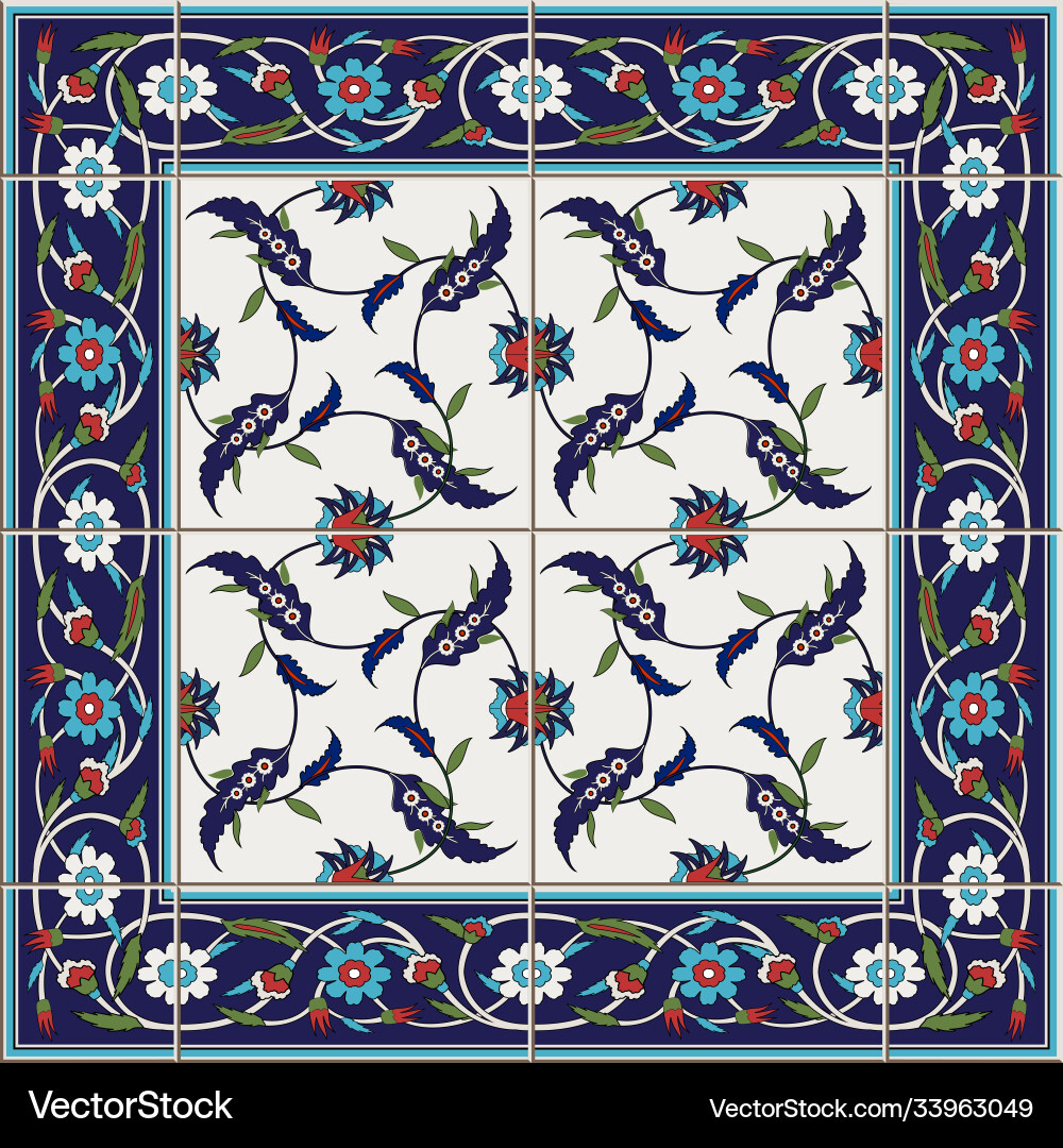 Gorgeous seamless pattern from tiles and border vector image