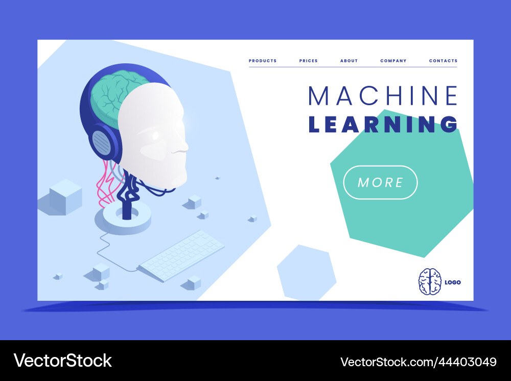 Machine learning isometric website Machine learning isometric website vector image