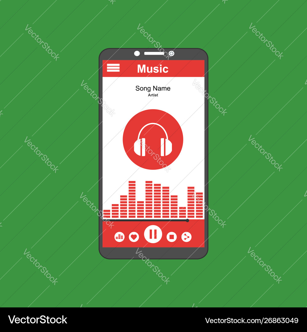 Media player application app template with flat Media player application app template with flat vector image