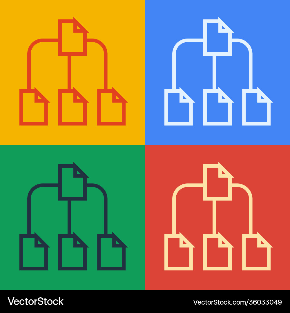 Pop art line folder tree icon isolated on color Pop art line folder tree icon isolated on color vector image