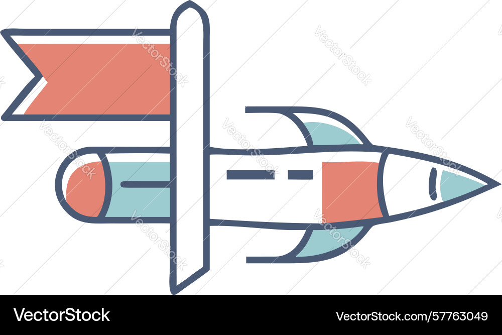 Rocket launch with flag icon space exploration Vector Image