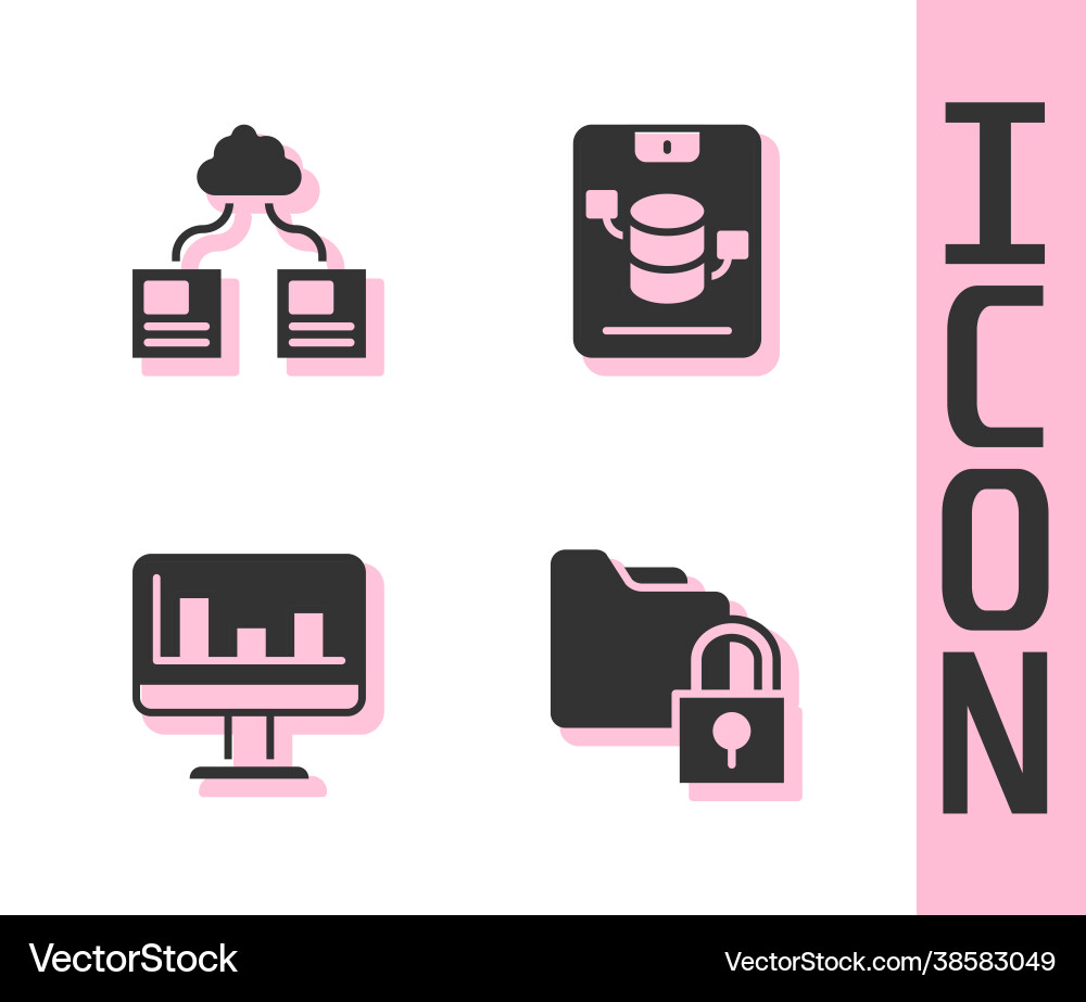 Set folder and lock cloud technology data vector image