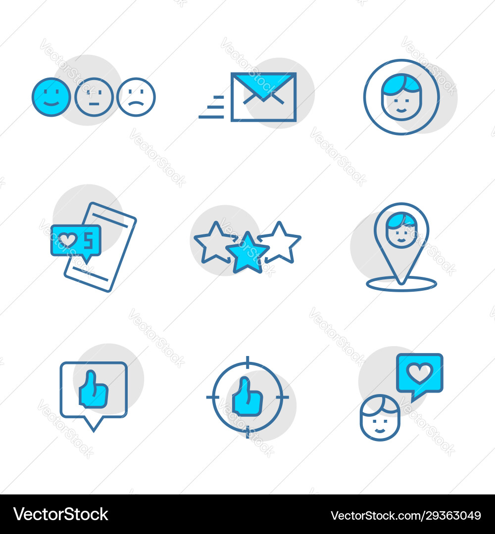 Set icon social networks in thin line style Set icon social networks in thin line style vector image