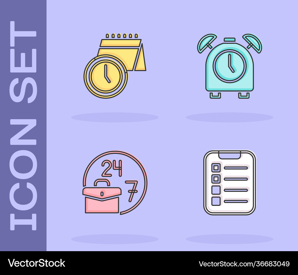 Set to do list or planning calendar and clock Vector Image
