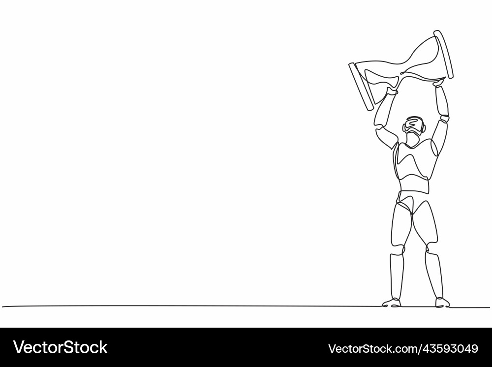 Single continuous line drawing robots lifting up Single continuous line drawing robots lifting up vector image