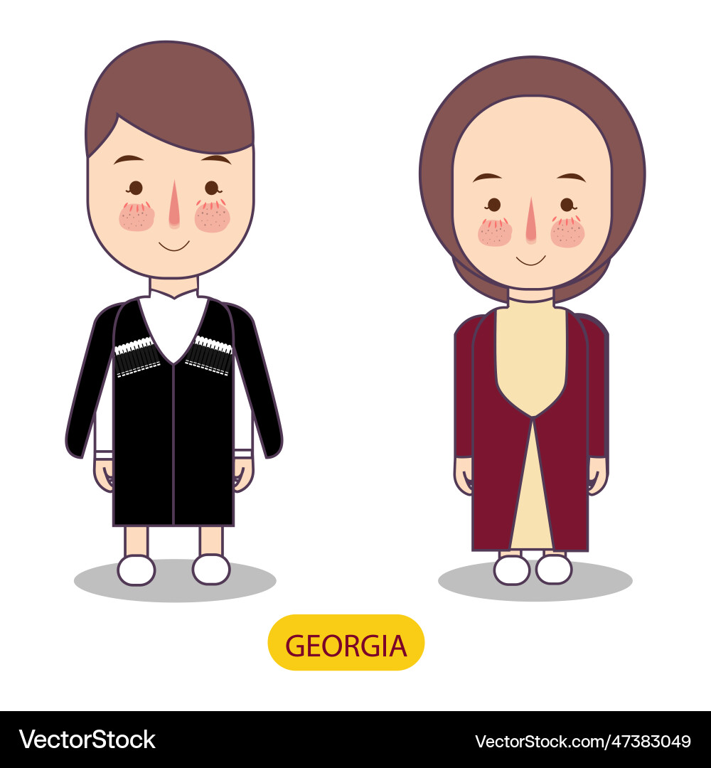 Traditional dress chokha form georgia boy and girl Traditional dress chokha form georgia boy and girl vector image