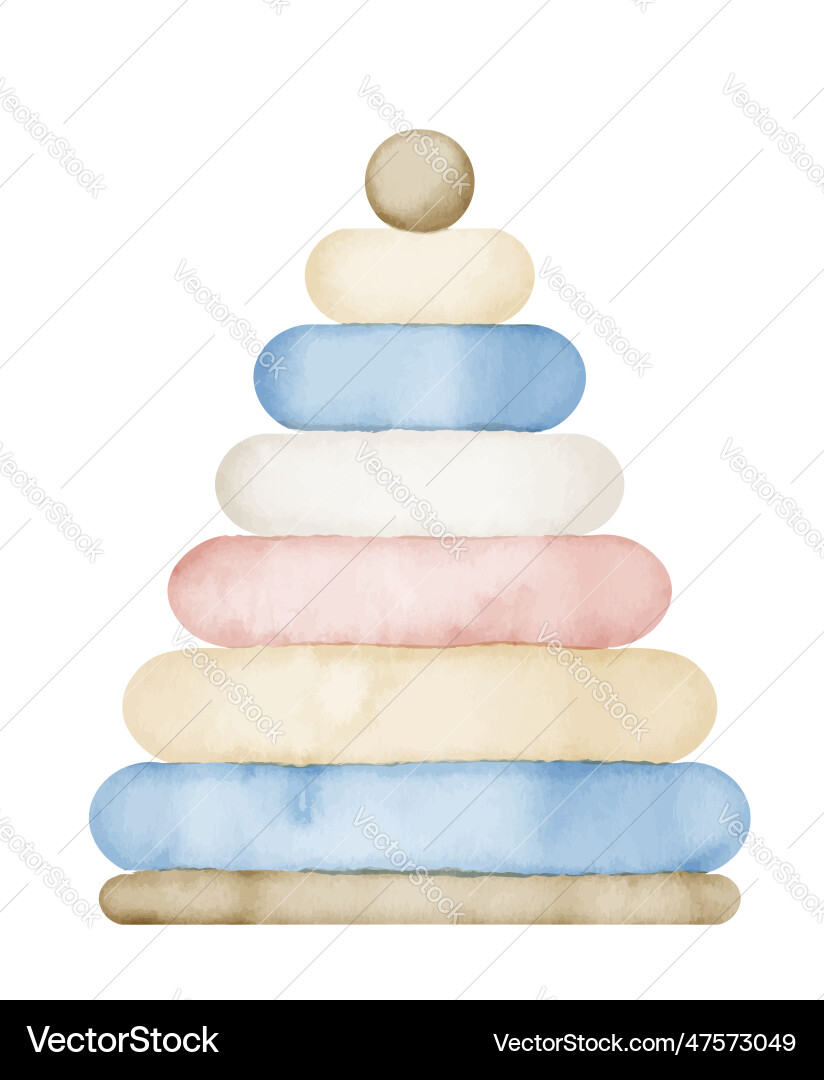 Watercolor pyramid kid toy in pastel colors hand vector image