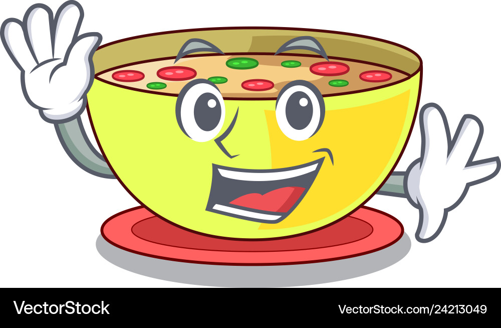 Waving corn chowder isolated with the character Waving corn chowder isolated with the character vector image