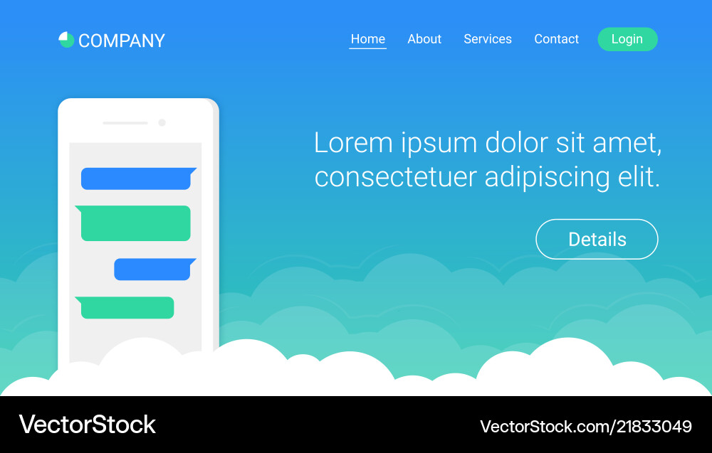 Website header template design with smartphone Vector Image