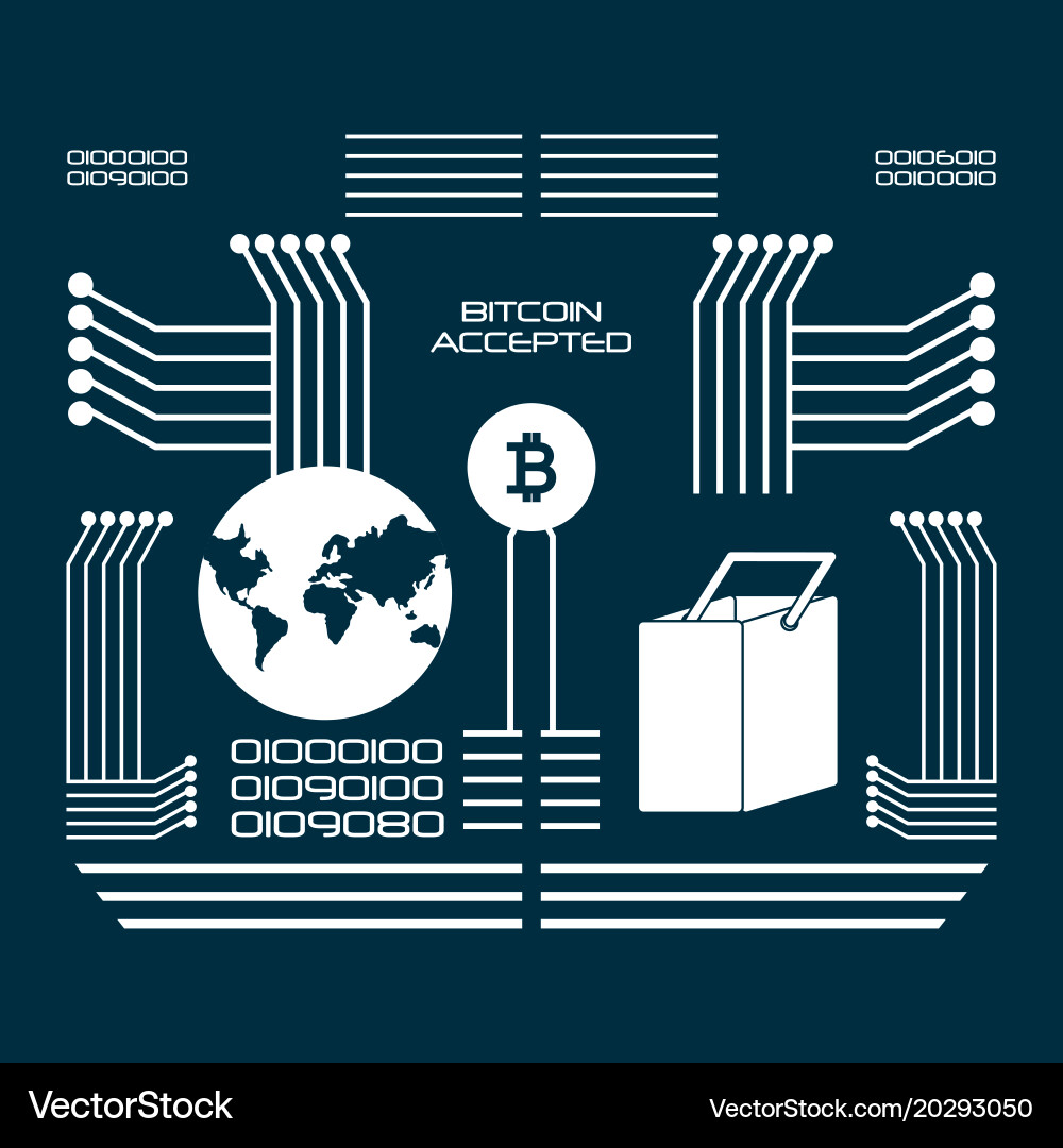 Bitcoin accepted design Vector Image