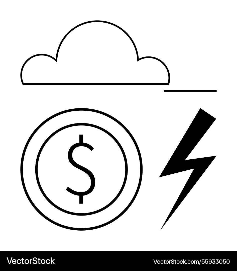 Cloud computing power and cost concept with dollar Vector Image