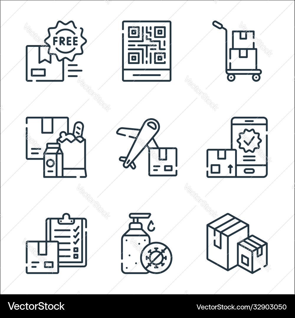 Delivery line icons linear set quality Delivery line icons linear set quality vector image