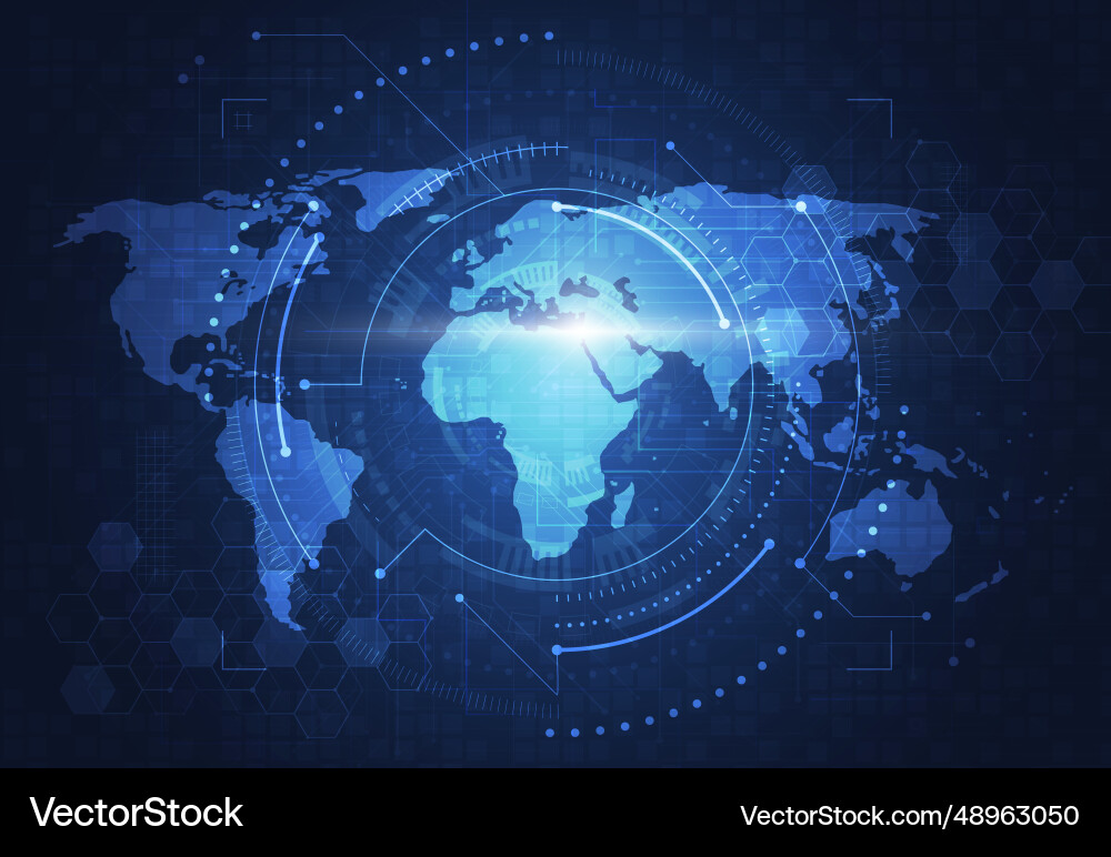 Global network connection world map point Global network connection world map point vector image