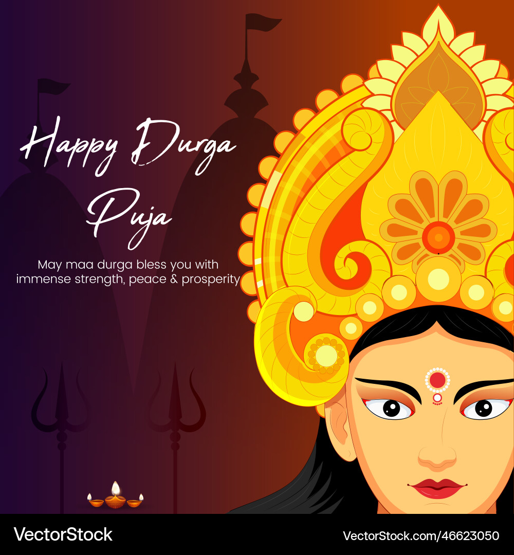 Happy durga puja indian hindu festival banner Happy durga puja indian hindu festival banner vector image