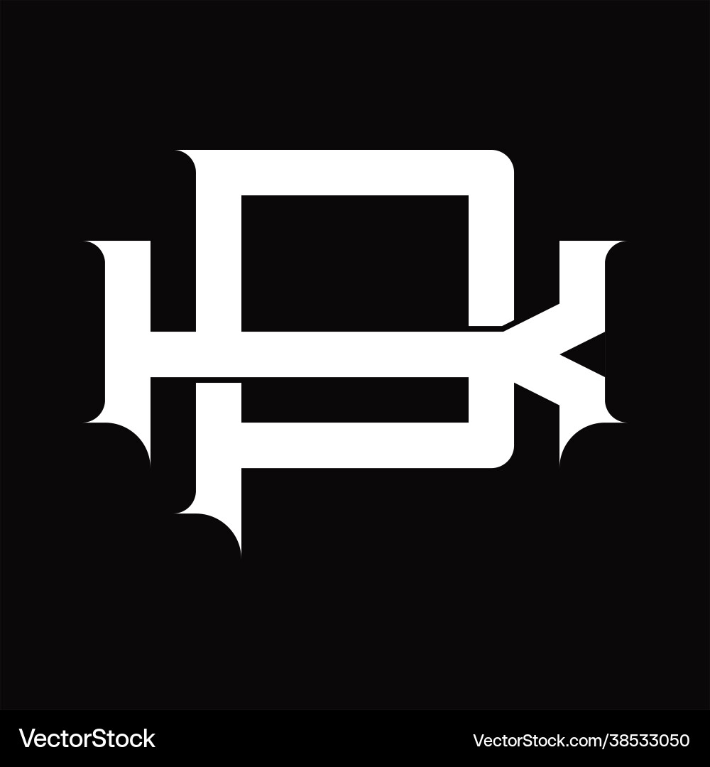 Kp logo monogram with vintage overlapping linked Kp logo monogram with vintage overlapping linked Vector Image