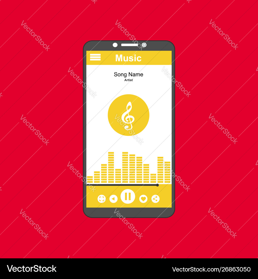 Media player application app template with flat Media player application app template with flat vector image